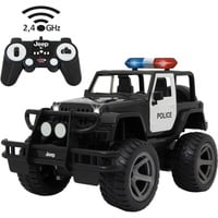Jamara Deluxe Car Series - Jeep Wrangler Police, RC schwarz/weiß, Maßstab 1:14, 2,4 GHz