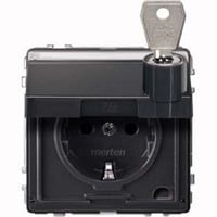 Merten Schutzkontaktsteckdose standard mit Klappdeckel und Schriftfeld anthrazit, Retail