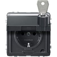Merten Schutzkontaktsteckdose standard mit Klappdeckel und Schriftfeld anthrazit, Retail