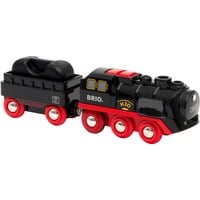 BRIO Batterie-Dampflok mit Wassertank, Spielfahrzeug schwarz/rot