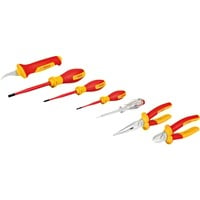 Bosch VDE Werkzeug-Set gemischt, 7-teilig rot/gelb, Seitenschneider, Spitzzange, 4 Schraubendreher, Abmantelungsmesser