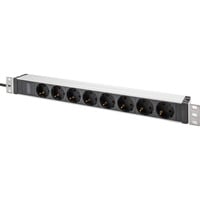 Digitus 19" Steckdosenleiste mit Aluminiumprofil, 8-fach, 1HE schwarz/aluminium, 2 Meter Kabel, Stecker IEC C20