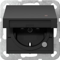 Gira Steckdose Schutzkontakt Typ F mit Klappdeckel und Kontrolllicht schwarz, Retail