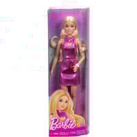 Mattel Barbie Fashionista Puppe im pinken Metallic-Kleid mit Herz-Aussparung 