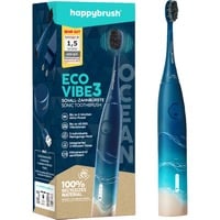 happybrush StarterKit Schall Eco VIBE 3 Ocean, Elektrische Zahnbürste blau/beige