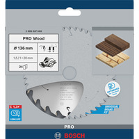 Bosch PRO Wood cordless Kreissägeblatt, Ø 136mm, 24Z Bohrung 20mm, für Akku-Handkreissägen