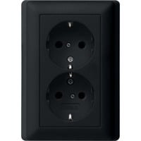 Gira Schutzkontakt-Steckdose 2-fach mit Vollplatte schwarz, Retail