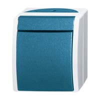 Busch-Jaeger Kreuzschalter Aufputz mit Wippe, Basiselement mit Komplettgehäuse, Typ 2601/7 W-53 blaugrün, Retail