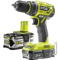 Ryobi Akku-Bohrschrauber R18DD7-252S, 18Volt grün/schwarz, 1x Li-Ionen Akku 2,0Ah, 1x Li-Ionen Akku 5,0Ah