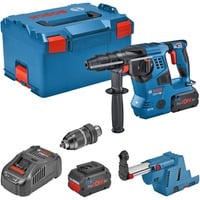 Bosch Professional Akku-Bohrhammer GBH 18V-28 CF Professional, mit GDE 18V-16 blau/schwarz, 2x Akku ProCORE18V 8,0Ah, Bluetooth, in L-BOXX