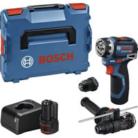 Bosch Professional Akku-Bohrschrauber GSR 12V-32 FC Professional, 12Volt blau/schwarz, 2x Li-Ionen Akku 2,0Ah, L-BOXX, Metallbohrfutteraufsatz, Bohrhammeraufsatz 