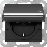 Gira Steckdose Schutzkontakt Typ F mit Klappdeckel und erhöhtem Berührungsschutz schwarz, Retail