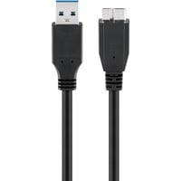 goobay USB 3.2 Gen 1 Kabel, USB-A Stecker > Micro-USB Stecker (Typ B) schwarz, 1,8 Meter, SuperSpeed