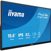 iiyama P1671HSC-B1, LED-Monitor 39.5 cm (15.6 Zoll), schwarz (matt), Portabler Monitor mit USB-C-Dock, Lautsprechern und Lederhülle