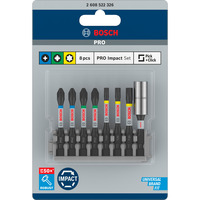 Bosch PRO Impact Bit-Satz, 1/4", PH, PZ, TX, 8-teilig schwarz, mit Standard-Bithalter und Pick and Click-Index