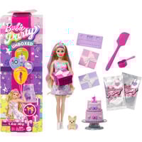 Mattel Barbie Party Unboxed Haustier Geburtstag Serie - lila Kleid, Puppe 