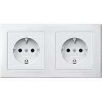 Merten Schutzkontaktsteckdose Doppel mit erhöhtem Berührungsschutz weiß, Retail