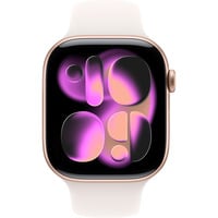 Apple Watch Series 11, Smartwatch Titan Gold, Titangehäuse, 46 mm, Sportarmband blassrosa S/M, Cellular