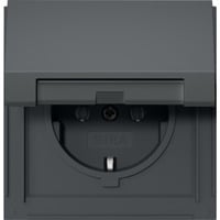 Gira Schutzkontaktsteckdose Typ F 16 Ampere 250 Volt mit Klappdeckel und geerdetem Tragring anthrazit, Retail