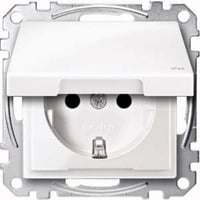 Merten Schutzkontakt-Steckdose mit Klappdeckel und erhöhtem Berührungsschutz IP44 weiß (glänzend), Retail