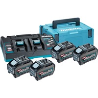 Makita Power Source-Kit 40V max., Set schwarz/blau, 4x Akku BL4050F, 1x Schnellladegerät DC40RB