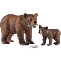 Schleich Wild Life Grizzlybär-Mutter mit Jungem, Spielfigur 