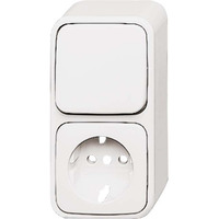 Busch-Jaeger Wechselschalter mit Schutzkontakt-Steckdose kombiniert weiß, Retail