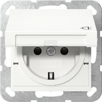 Gira Schutzkontaktsteckdose mit Klappdeckel und erhöhtem Berührungsschutz weiß, Retail
