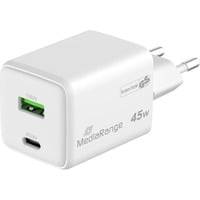 MediaRange 45W GaN Schnellladeadapter, Ladegerät weiß, Power Delivery 3.0