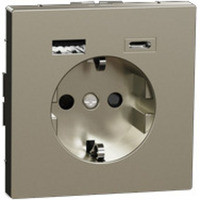 Merten Schutzkontakt Steckdose mit USB Ladegerät, Typ MEG2367-6036, Unterputz, 16 Ampere, 250 Volt edelstahl, Retail