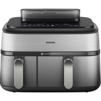 Philips Doppel-Heißluftfritteuse Steam Airfryer Dual Basket edelstahl/schwarz, 2750 Watt, 2 Körbe 6 Liter + 3 Liter
