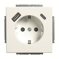 Busch-Jaeger Schutzkontaktsteckdose mit USB Typ A und USB Typ C Anschluss weiß, Retail
