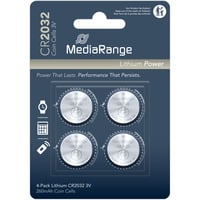 MediaRange Lithium Knopfzellen, CR2032|3V, 4er Pack, Batterie 4 Stück