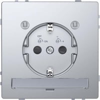 Merten Schutzkontakt-Steckdose mit erhöhtem Berührungsschutz und Lichtauslass, Typ MEG2304-6036 edelstahl, Retail