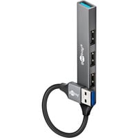 goobay Slim 4-Port USB-Hub, USB-A auf USB-A, USB 3.2 hellgrau