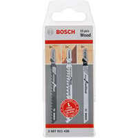 Bosch Professional PRO Wood Stichsägeblatt-Satz für Holz, 15-teilig 