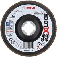 Bosch X-LOCK Fächerscheibe X571 Best for Metal, Ø 125mm, K60, Schleifscheibe Bohrung 22,23mm, abgewinkelt