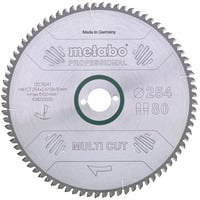 Metabo Kreissägeblatt "multi cut - professional", 254x30, Z80 FZ/TZ, 5° neg. für halbstationäre Kreissägen