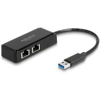 DeLOCK USB Typ-A Adapter zu 2 x Gigabit LAN, LAN-Adapter