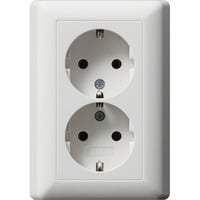 Gira Schutzkontakt Doppelsteckdose mit Vollplatte und Steckklemmen System 55 weiß, Retail