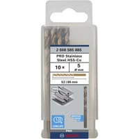 Bosch Professional PRO Stainless Steel HSS-Co Spiralbohrer, Ø 5mm Arbeitslänge 52mm, 10 Stück