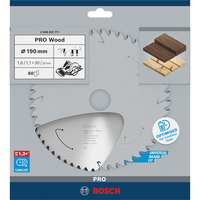 Bosch Professional PRO Wood cordless Kreissägeblatt, Ø 190mm, 60Z Bohrung 30mm, für Akku-Handkreissägen