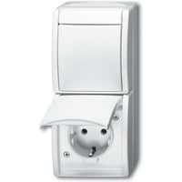 Busch-Jaeger Kombination Wechselschalter Steckdose CEE 7/3 Wippe Taste weiß (matt), Retail