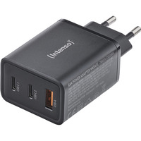 Intenso Power Adapter W65ACC Gan, Schwarz 65 Watt Netzteil, Zwei USB-C Anschlüsse und einem USB-A Anschluss