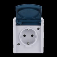 Busch-Jaeger Schuko-Steckdose Schutzkontakt Aufputz mit Klappdeckel Typ 20 EW-53, 16 Ampere, 250 Volt blau, Retail