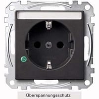 Merten Schutzkontakt-Steckdose mit Überspannungsschutz und Beschriftungsfeld, Unterputz, 16 Ampere anthrazit, Retail