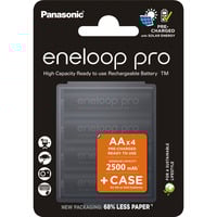 Panasonic Akku eneloop pro, Mignon AA 1,2V / 2.500mAh + Case 4 Stück + Akkubox