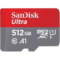 SanDisk Ultra 512 GB microSDXC, Speicherkarte grau/rot, UHS-I U1, Class 10, A1