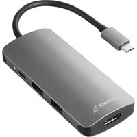 Sharkoon USB 3.0 Type C Multiport Adapter, Dockingstation dunkelgrau, USB-C, HDMI, MicroSD, SD