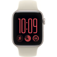 Apple Watch SE 3, Smartwatch silber, 44 mm, Sportarmband Sand M/L, Cellular